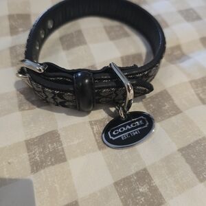 Coach Black and Silver Patterned Dog Collar